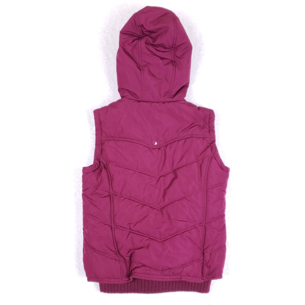 American Eagle‎ Vest Hooded Faux Fur Lined S Magenta Quilted Puffer Streetwear - Picture 9 of 11
